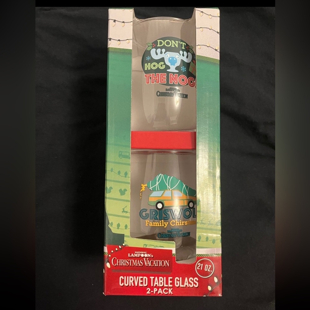 Christmas Vacation Curved Table Glass 2 pack 21 ounces National Lampoon’s